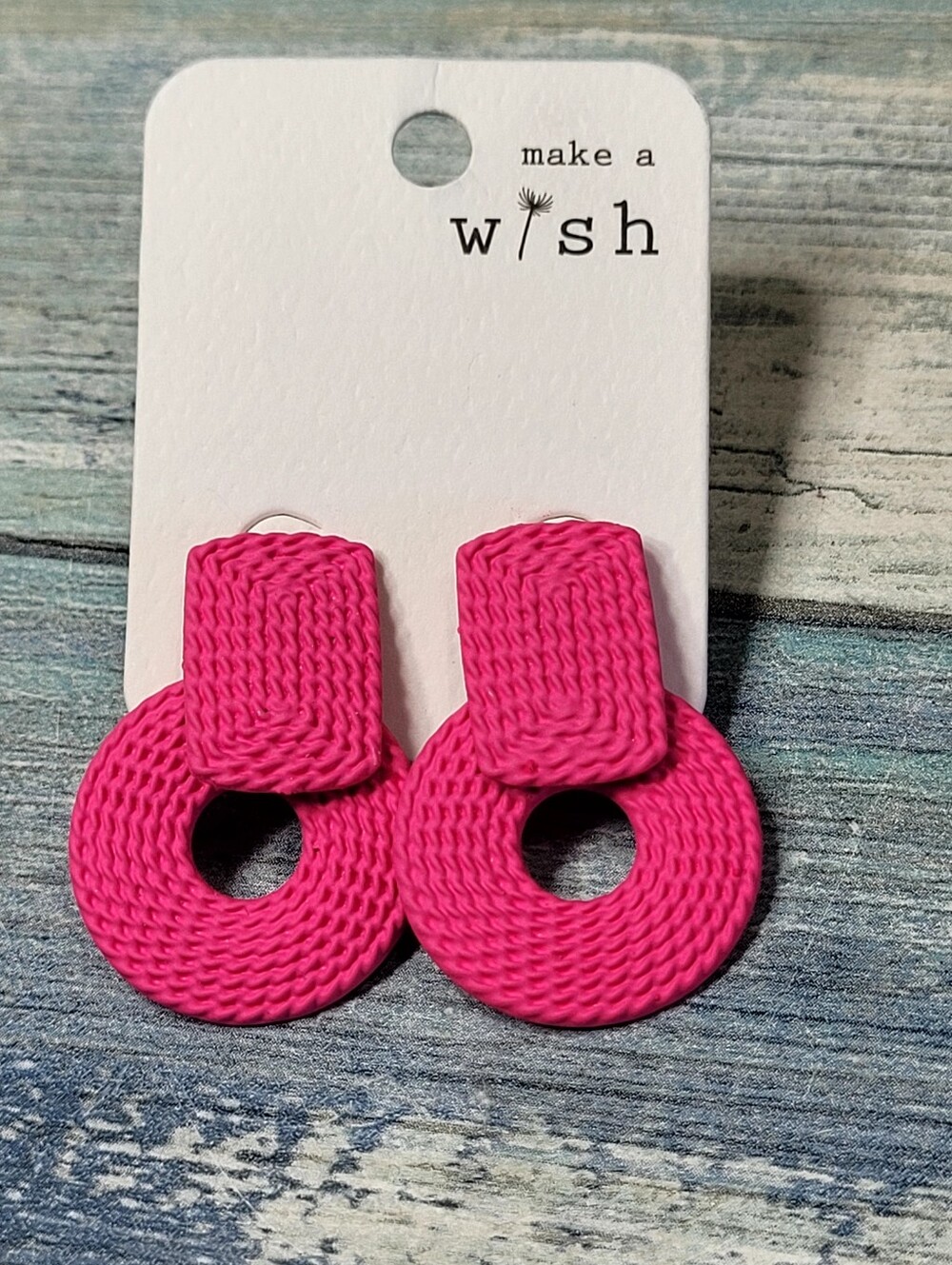 Make a Wish Pink Woven Circle Drop Earrings